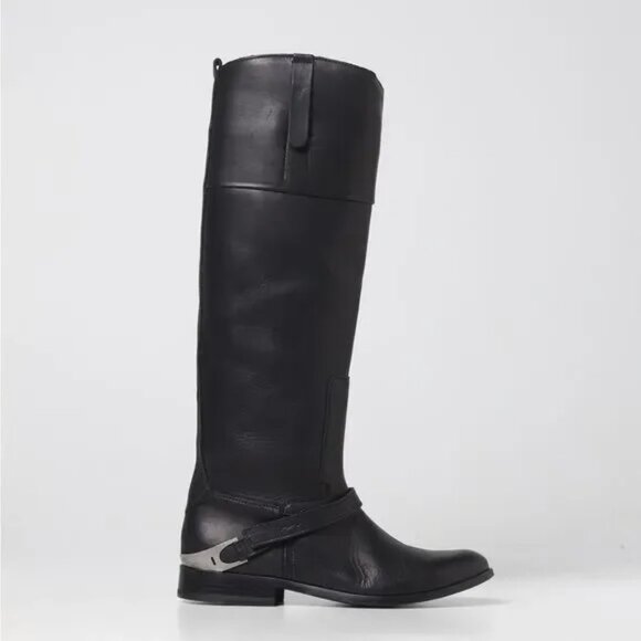 Golden Goose Charlie Knee-High Black Leather Bootstrap Size EU 40/US 9.5-10 - Picture 1 of 14